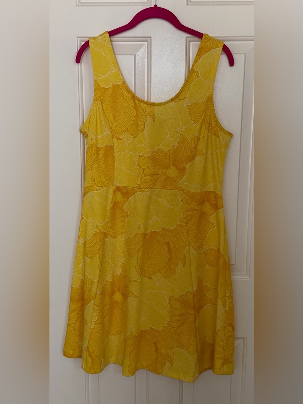 K Jordan Yellow Floral Scoop-Neck A-Line Dress